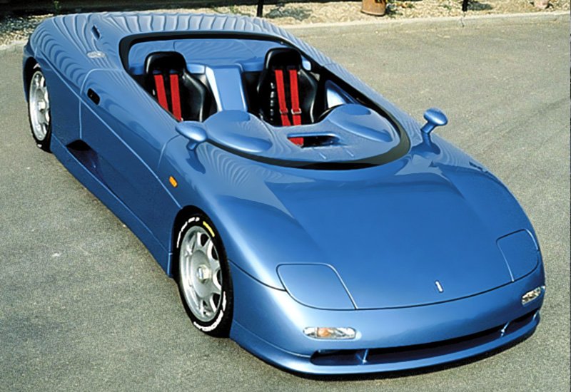 Miniature Voiture De Tomaso Guara Barchetta 1994, échelle 1/43, Kit Peint Alezan Models, Bleu Métal